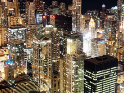 Fototapete Chicagoer Wolkenkratzer bei Nacht