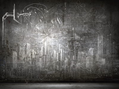 Fototapete Zeichnungen an der Wand