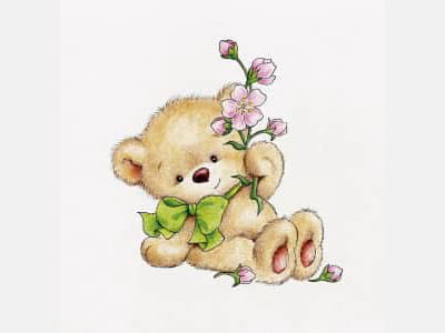Fototapete Teddybär mit einer Blume