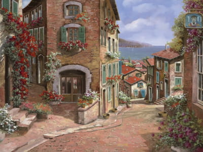 Fototapete Malerische Blumenstraße