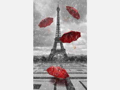 Fototapete Rote Regenschirme in Paris
