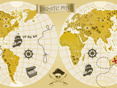 Fototapete Piraten-Weltkarte