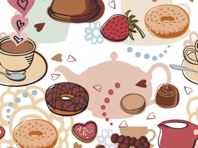 Fototapete Kaffee und Süßigkeiten