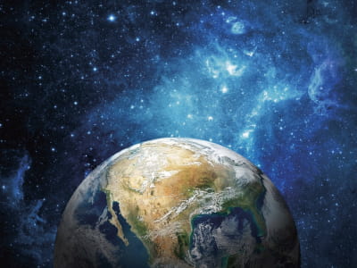Fototapete Blick auf den Planeten Erde aus dem Weltraum