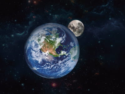 Fototapete Erde und Mond