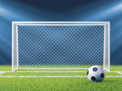 Fototapete Der Ball ist am Tor