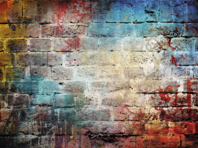 Fototapete Ziegelwand mit Farbe