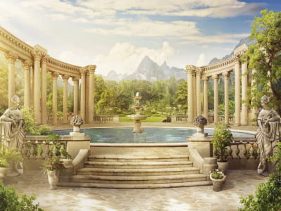 Fototapete Brunnen und Statuen