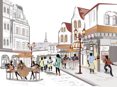 Fototapete Straßen von Paris, Zeichnung