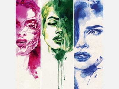 Fototapete Mädchengesichter in Aquarell