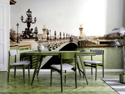 Fototapete Brücke mit Laternen in Paris