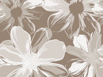 Fototapete Weiße Blumen zeichnen