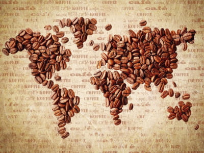 Fototapete Karte aus Kaffeebohnen