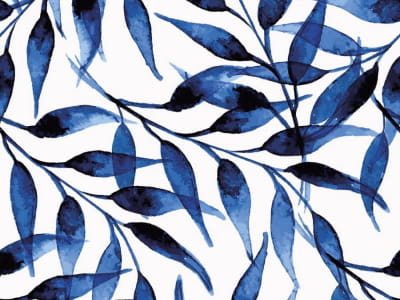 Fototapete Aquarellblaue Blätter