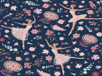 Fototapete Tanzende Ballerinas und Blumen