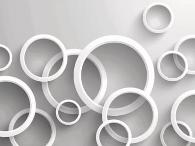 Fototapete Weiße Ringe 3D