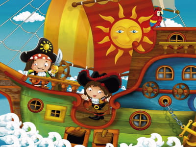 Fototapete Piraten auf einem Schiff