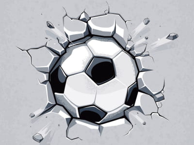 Fototapete Kraftvoller Kick des Fußballs