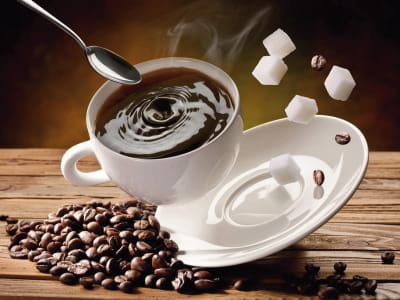 Fototapete Tasse heißen Kaffee