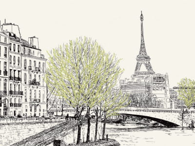 Fototapete Paris in Skizzen