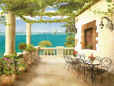 Fototapete Gemütliche Terrasse in Italien