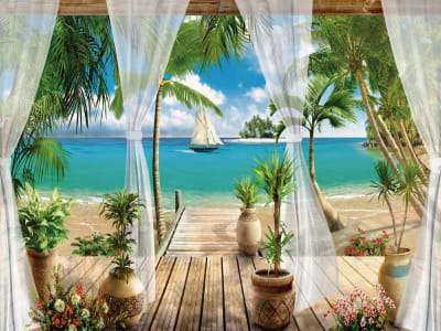 Fototapete Blick auf den tropischen Strand