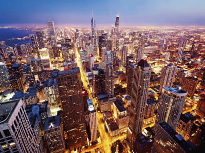 Fototapete Chicago bei Nacht von oben