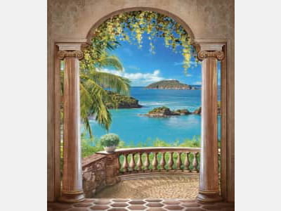 Fototapete Luxuriöser Balkon am Meer