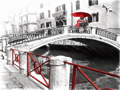 Fototapete Paar auf der Brücke