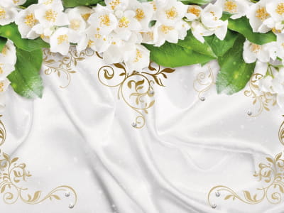 Fototapete Jasminblüten auf Stoff