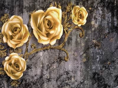 Fototapete Goldene Rosen 3D