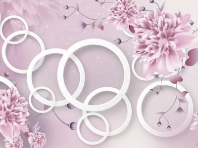 Fototapete Rosa Pfingstrosen und Ringe