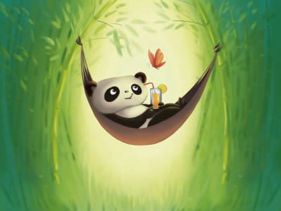 Fototapete Panda in einer Hängematte