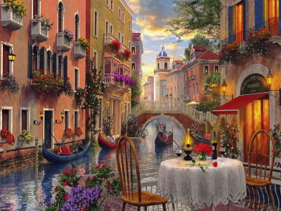 Fototapete Romantisches Abendessen in Venedig