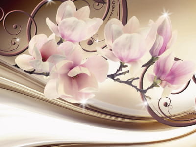 Fototapete Funkelnde Magnolien