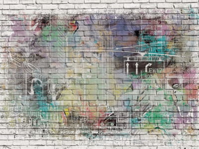 Fototapete Megapolis-Zeichnung an der Wand