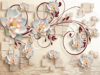 Fototapete Lotusblumen und Muster