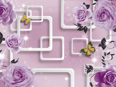 Fototapete Würfel und Rosen 3D