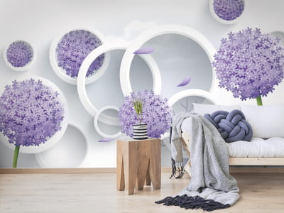 Fototapete Lila Blüten und Ringe