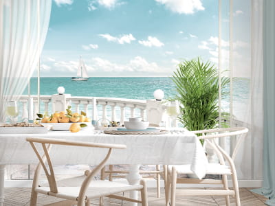 Fototapete Fenster mit Blick auf das Meer