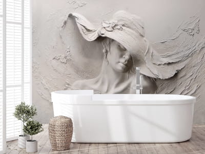 Fototapete Flachrelief, Mädchen mit Hut