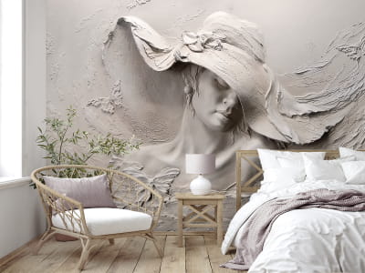 Fototapete Flachrelief, Mädchen mit Hut