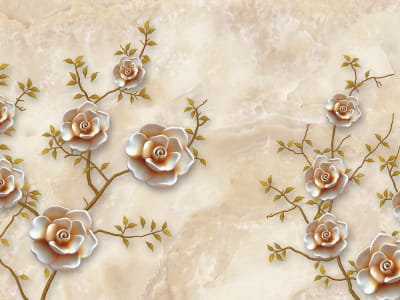 Fototapete Magnolien auf beigem Hintergrund