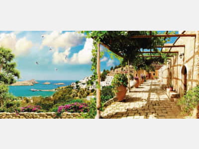Fototapete Lange Terrasse am Meer