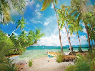 Fototapete Tropische Strandzeichnung