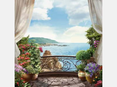 Fototapete Balkon am endlosen Meer