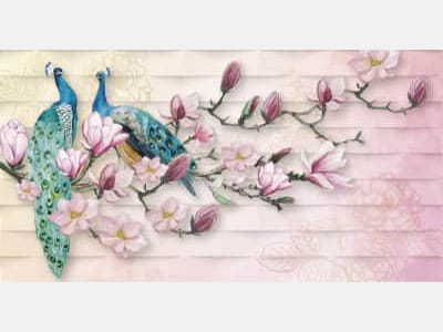 Fototapete Pfauen und Magnolien