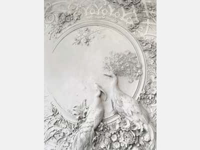 Fototapete Pfauen-Basrelief