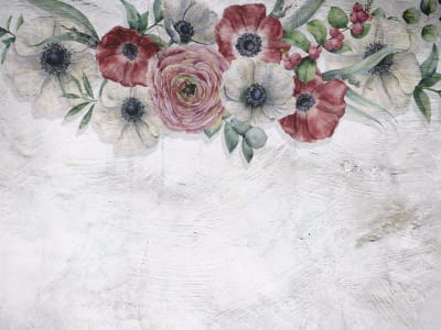 Fototapete Leuchtende Blumen an der Wand