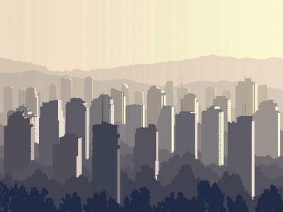 Fototapete Sonnenuntergang in der Metropole